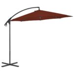 Parasol de jardin en porte-à-faux avec mât en acier terre cuite – Image 2