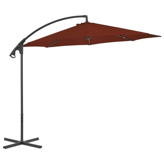 Parasol de jardin en porte-à-faux avec mât en acier terre cuite – Image 2