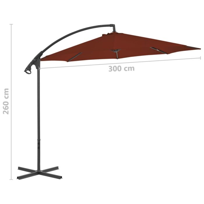 Parasol de jardin en porte-à-faux avec mât en acier terre cuite – Image 6