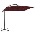Parasol de jardin en porte-à-faux mât en acier rouge bordeaux – Image 3
