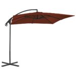 Parasol de jardin en porte-à-faux avec mât en acier terre cuite – Image 3