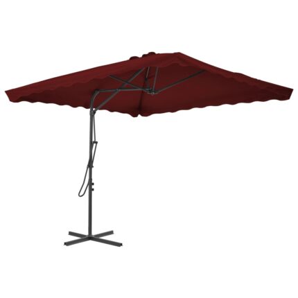 Parasol de jardin et mât en acier rouge bordeaux 250x250x230 cm