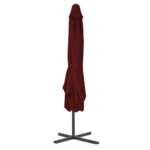 Parasol de jardin et mât en acier rouge bordeaux 250x250x230 cm – Image 3