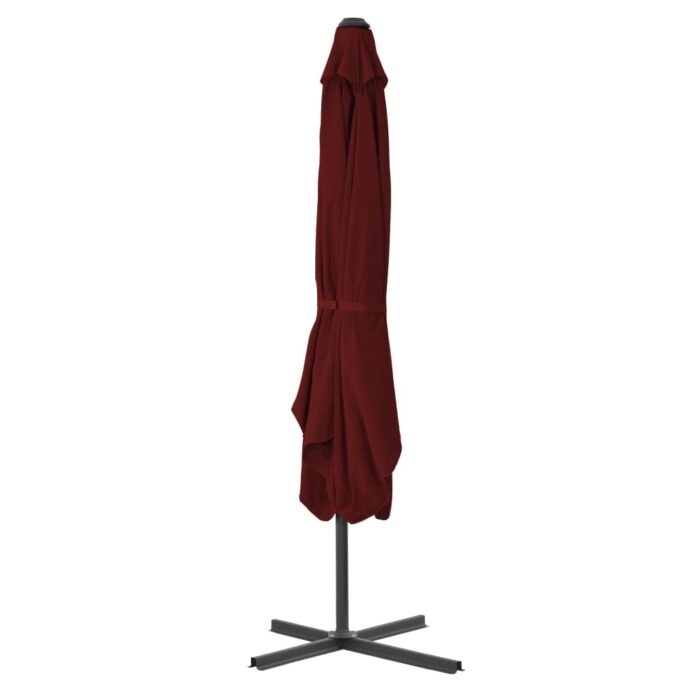 Parasol de jardin et mât en acier rouge bordeaux 250x250x230 cm – Image 3