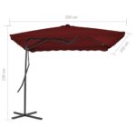 Parasol de jardin et mât en acier rouge bordeaux 250x250x230 cm – Image 5