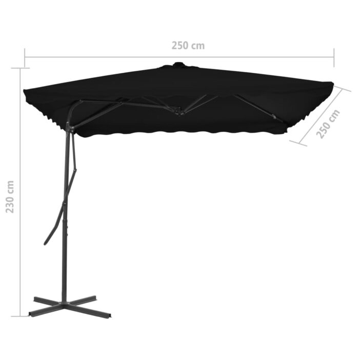 Parasol de jardin avec mât en acier noir 250x250x230 cm – Image 5
