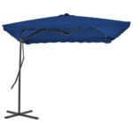 Parasol de jardin avec mât en acier bleu 250x250x230 cm – Image 2