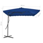 Parasol de jardin avec mât en acier bleu 250x250x230 cm – Image 5
