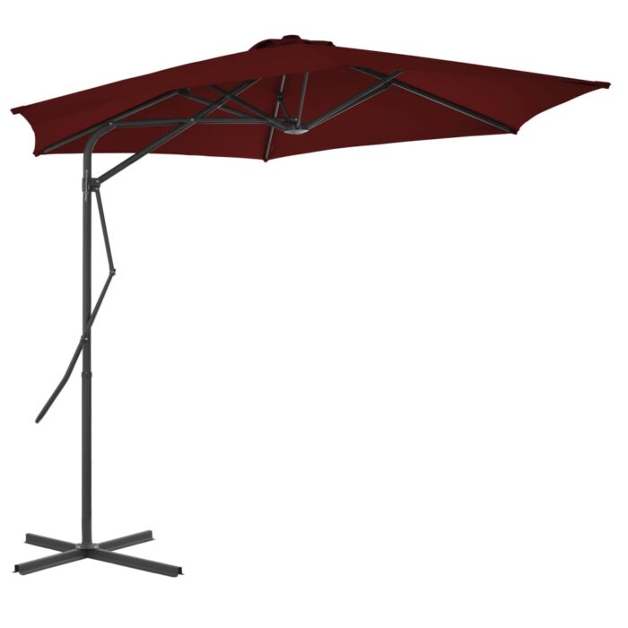 Parasol de jardin avec mât en acier rouge bordeaux 300x230 cm – Image 1