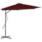 Parasol de jardin avec mât en acier rouge bordeaux 300x230 cm – Image 2