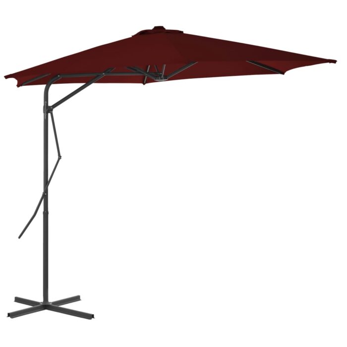 Parasol de jardin avec mât en acier rouge bordeaux 300x230 cm – Image 2