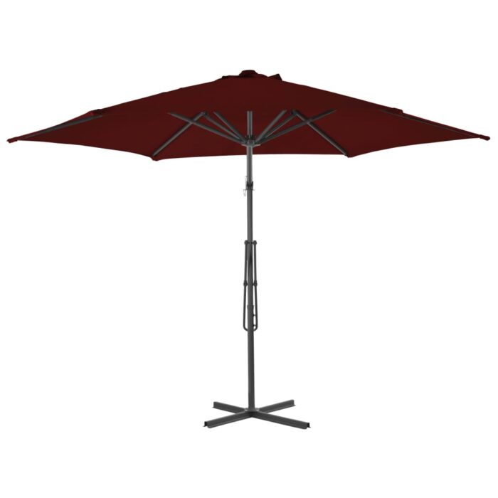 Parasol de jardin avec mât en acier rouge bordeaux 300x230 cm – Image 3