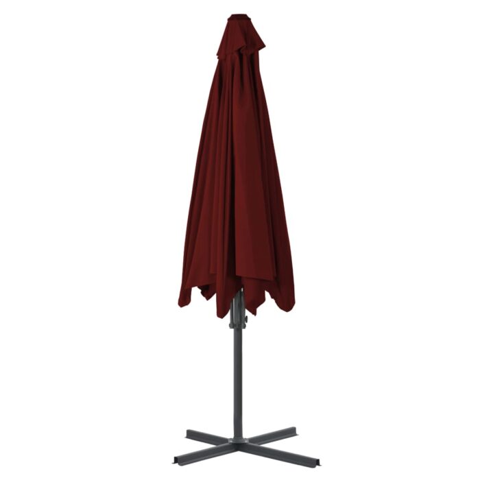 Parasol de jardin avec mât en acier rouge bordeaux 300x230 cm – Image 4