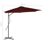 Parasol de jardin avec mât en acier rouge bordeaux 300x230 cm – Image 6