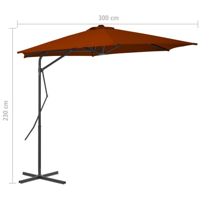 Parasol de jardin avec mât en acier terre cuite 300x230 cm – Image 6
