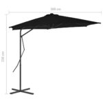 Parasol de jardin avec mât en acier noir 300x230 cm – Image 6