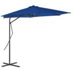 Parasol de jardin avec mât en acier bleu 300x230 cm – Image 2