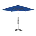 Parasol de jardin avec mât en acier bleu 300x230 cm – Image 3