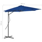 Parasol de jardin avec mât en acier bleu 300x230 cm – Image 6