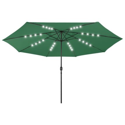 Parasol de jardin avec lumières LED et mât en métal 400 cm vert