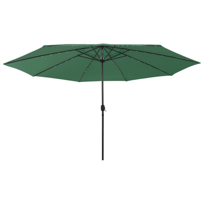 Parasol de jardin avec lumières LED et mât en métal 400 cm vert – Image 2