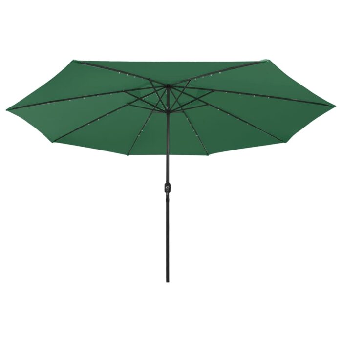 Parasol de jardin avec lumières LED et mât en métal 400 cm vert – Image 3
