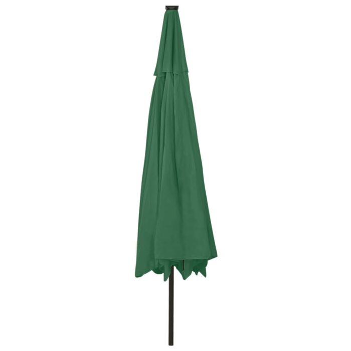 Parasol de jardin avec lumières LED et mât en métal 400 cm vert – Image 4