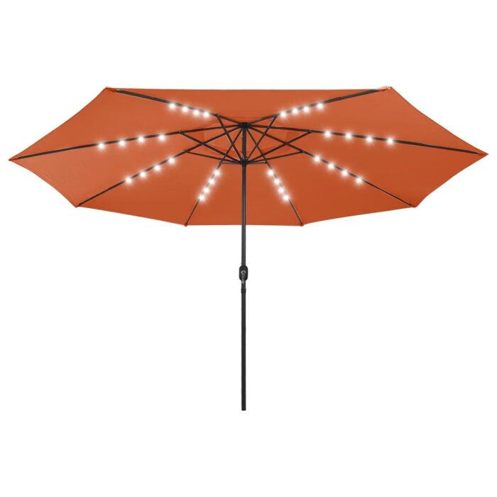 Parasol de jardin avec lumières LED et mât en métal terre cuite – Image 1