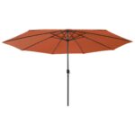 Parasol de jardin avec lumières LED et mât en métal terre cuite – Image 2