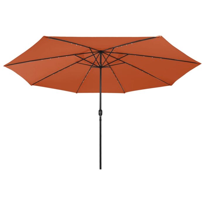Parasol de jardin avec lumières LED et mât en métal terre cuite – Image 3