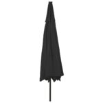 Parasol de jardin avec lumières LED et mât en métal 400 cm noir – Image 4