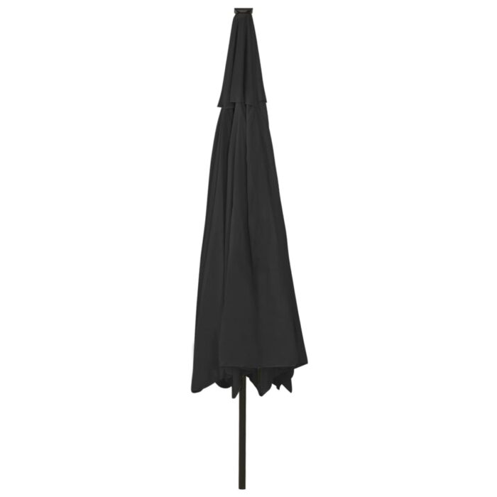 Parasol de jardin avec lumières LED et mât en métal 400 cm noir – Image 4