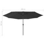 Parasol de jardin avec lumières LED et mât en métal 400 cm noir – Image 6