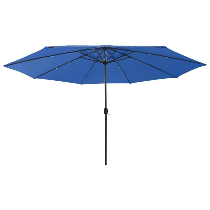 Parasol de jardin avec lumières LED et mât en métal bleu azuré – Image 2