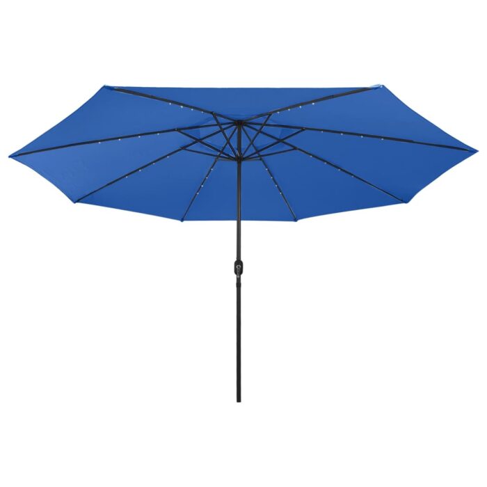 Parasol de jardin avec lumières LED et mât en métal bleu azuré – Image 3