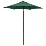Parasol de jardin avec lumières LED vert 200x211 cm aluminium