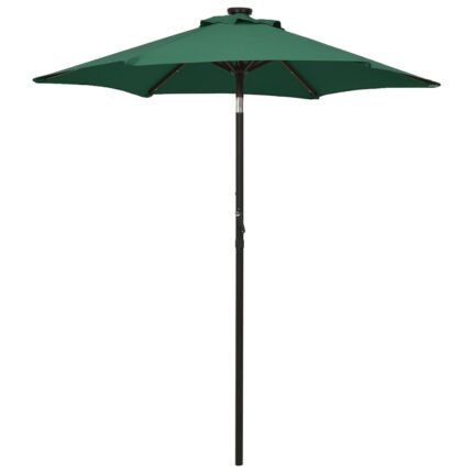 Parasol de jardin avec lumières LED vert 200x211 cm aluminium