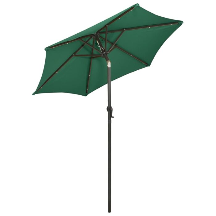 Parasol de jardin avec lumières LED vert 200x211 cm aluminium – Image 5