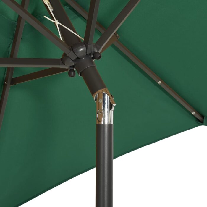 Parasol de jardin avec lumières LED vert 200x211 cm aluminium – Image 6