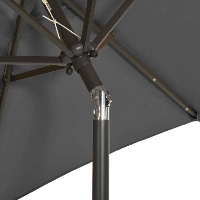 Parasol de jardin avec lumières LED anthracite aluminium – Image 6