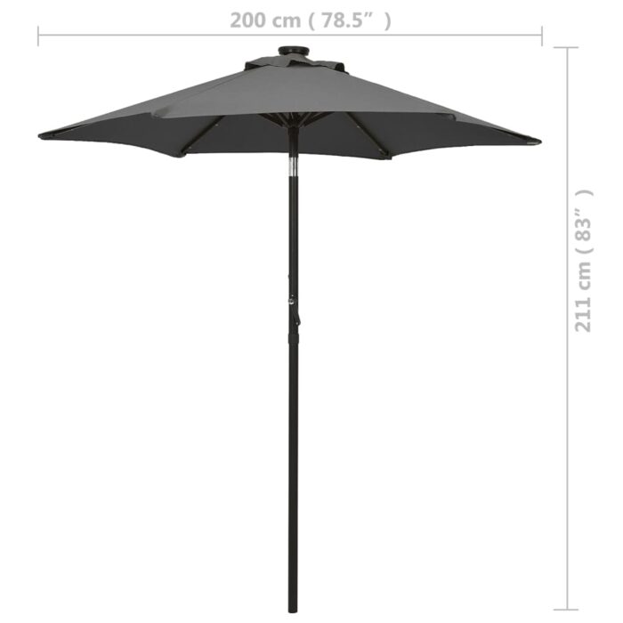 Parasol de jardin avec lumières LED anthracite aluminium – Image 8