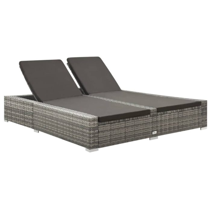 Chaise longue double Résine tressée Gris – Image 1
