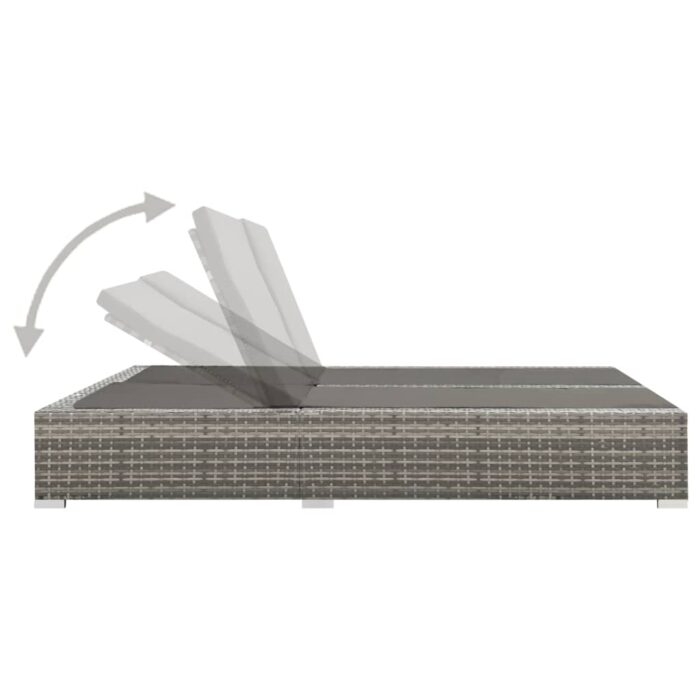 Chaise longue double Résine tressée Gris – Image 2