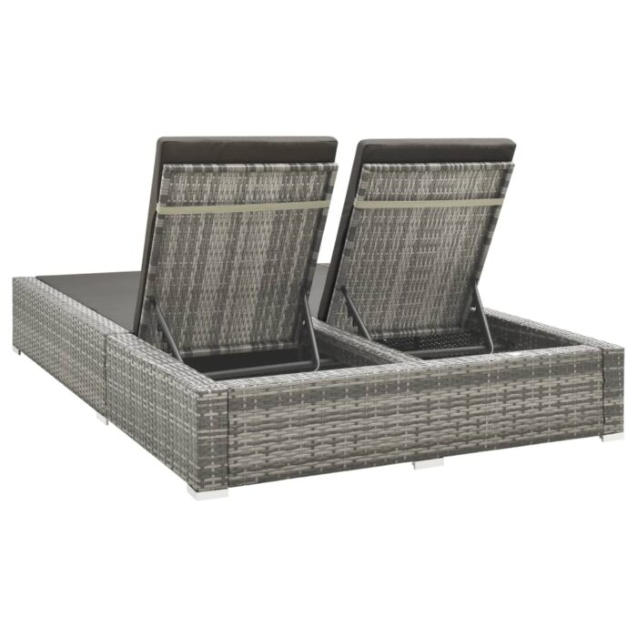 Chaise longue double Résine tressée Gris – Image 3