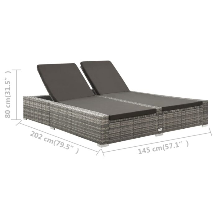 Chaise longue double Résine tressée Gris – Image 6