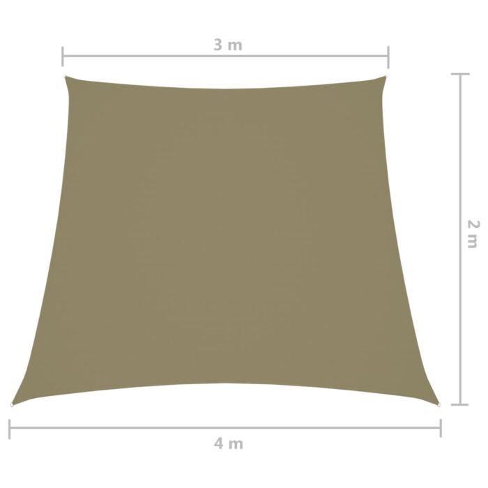 Voile de parasol Tissu Oxford trapèze 2/4x3 m Beige – Image 5
