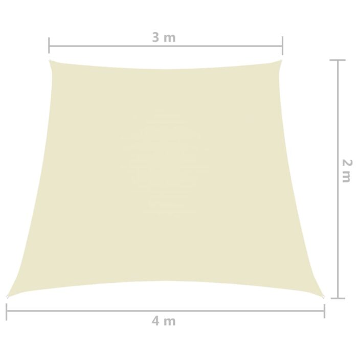 Voile de parasol Tissu Oxford trapèze 2/4x3 m Crème – Image 5