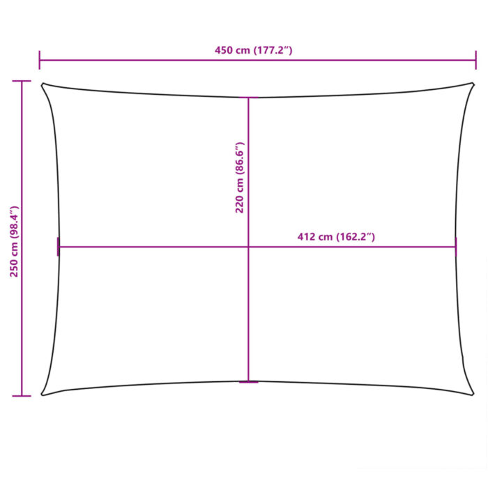 Voile de parasol tissu oxford rectangulaire 2,5x4,5 m blanc – Image 8