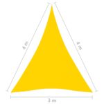 Voile de parasol tissu oxford triangulaire 3x4x4 m jaune – Image 5