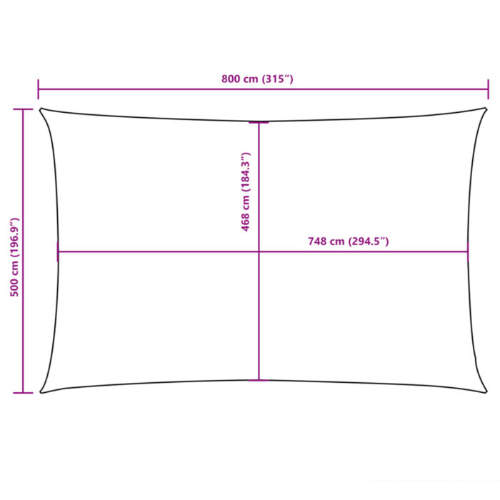 Voile de parasol tissu oxford rectangulaire 5x8 m marron – Image 8